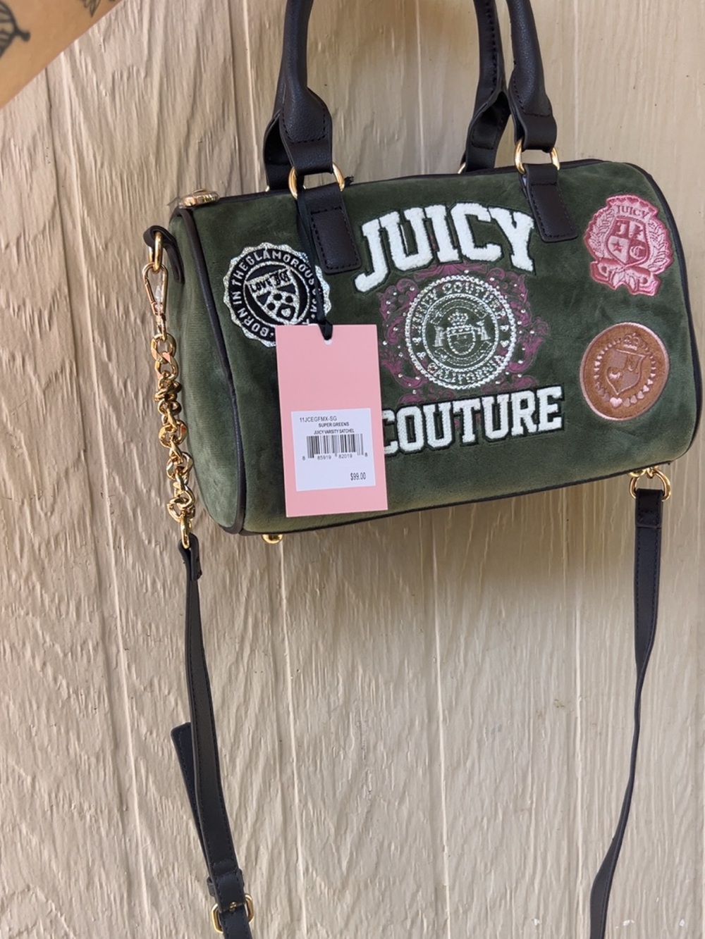 Juicy Couture Super Green Juicy Varsity Satchel - Picture 3 of 5